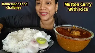 eating mutton curry with rice simple homemade food challenge 