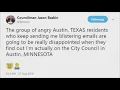 Austin MN councilmember receiving emails from confused Austin TX constituents