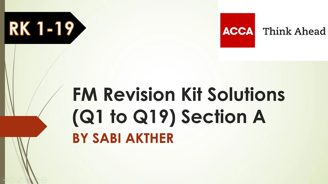 FM Revision Kit Solutions Q1 to Q19 Section A