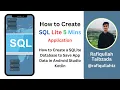 How to Create SQLite Database to Save App Data Android Studio Kotlin