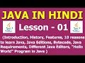 Introduction to JAVA history features bytecode jvm hello world Lesson - 1 Java in Hindi