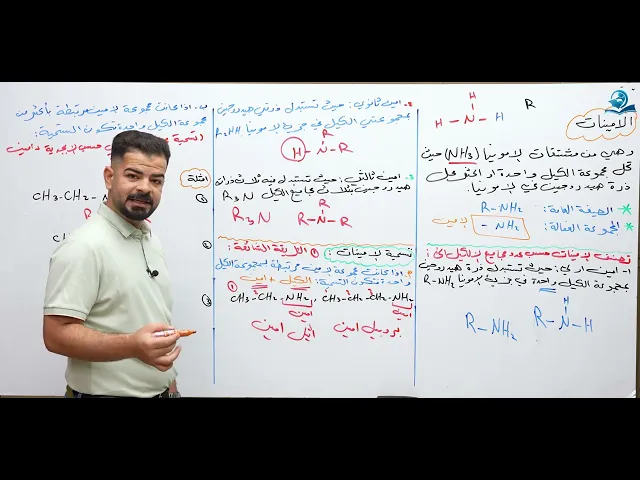 ⁣كيمياء السادس العلمي / الفصل السابع / الامينات