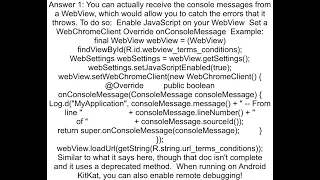 How can I see Javascript errors in WebView in an Android app