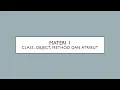 Class Object Method Dan Atribut Materi 1 Netbeans Pemrograman Berbasis Objek