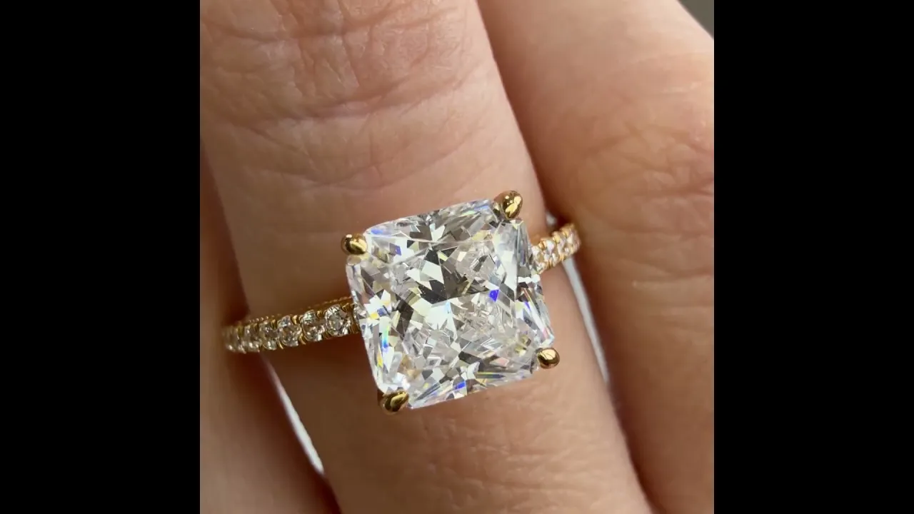 Thea丨Asscher Cut Pave Solitaire 2CT Lab Grown Engagement Ring