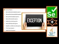 Types of Exception How to Handel Exceptions in Selenium SDET-tech