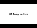Multi Dimension Array in Java 2D Array in Hindi with Notes