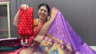 mango Soft silk paithani collection 😍Kasturi Paithani live | paithani live  | Designer Sarees |