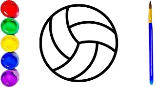 Volleyball Drawing With Color for Kids Toddlers Volleyball Drawing Easy