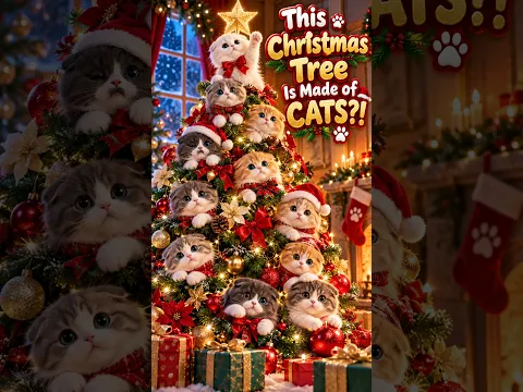 The Cutest Christmas Tree Ever?! 🥹🎄🐱 #kitten #cat #catshorts