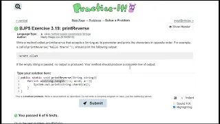 Java Practice It 3 19 printReverse method basics parameters Strings length charAt