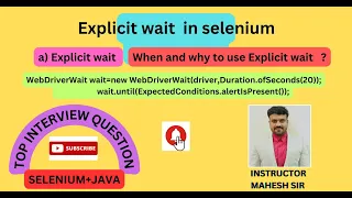 ExplicitWait in selenium explicit wait in selenium selenium tutorial interview question