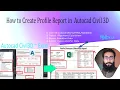 How to Create Profile report in Civil 3D Profile data DWG to Excel in Civil3d