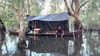 4 HARI BERTAHAN HIDUP DI ATAS PERAHU SAAT BANJIR & BERBURU SAMPE DAPAT BANYAK IKAN😅 #bocahpecicilan