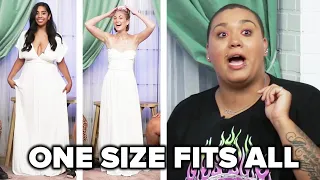 Women Try A One Size Fits All Wedding Dress