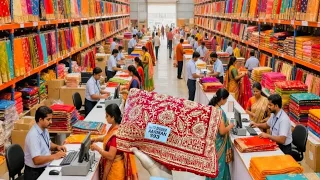 Biggest Saree Factory In India/ Real Saree Manufacturer In Surat/भारत का सबसे बड़ा साड़ी हब।