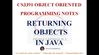 RETURNING OBJECTS IN JAVA NOTES CS3391 OBJECT ORIENTED PROGRAMMING NOTES 2021 REGULATION CSE