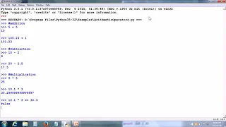 Python tutorial 3 Arithmetic Operators