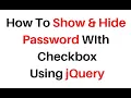 Jquery 3 3 1 Show hide password in Password textbox using checkbox