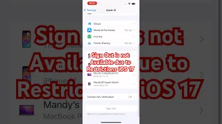 Sign Out Is Not Available Due To Restrictions On IOS 17 You Can Fix It Without Any Hassle 