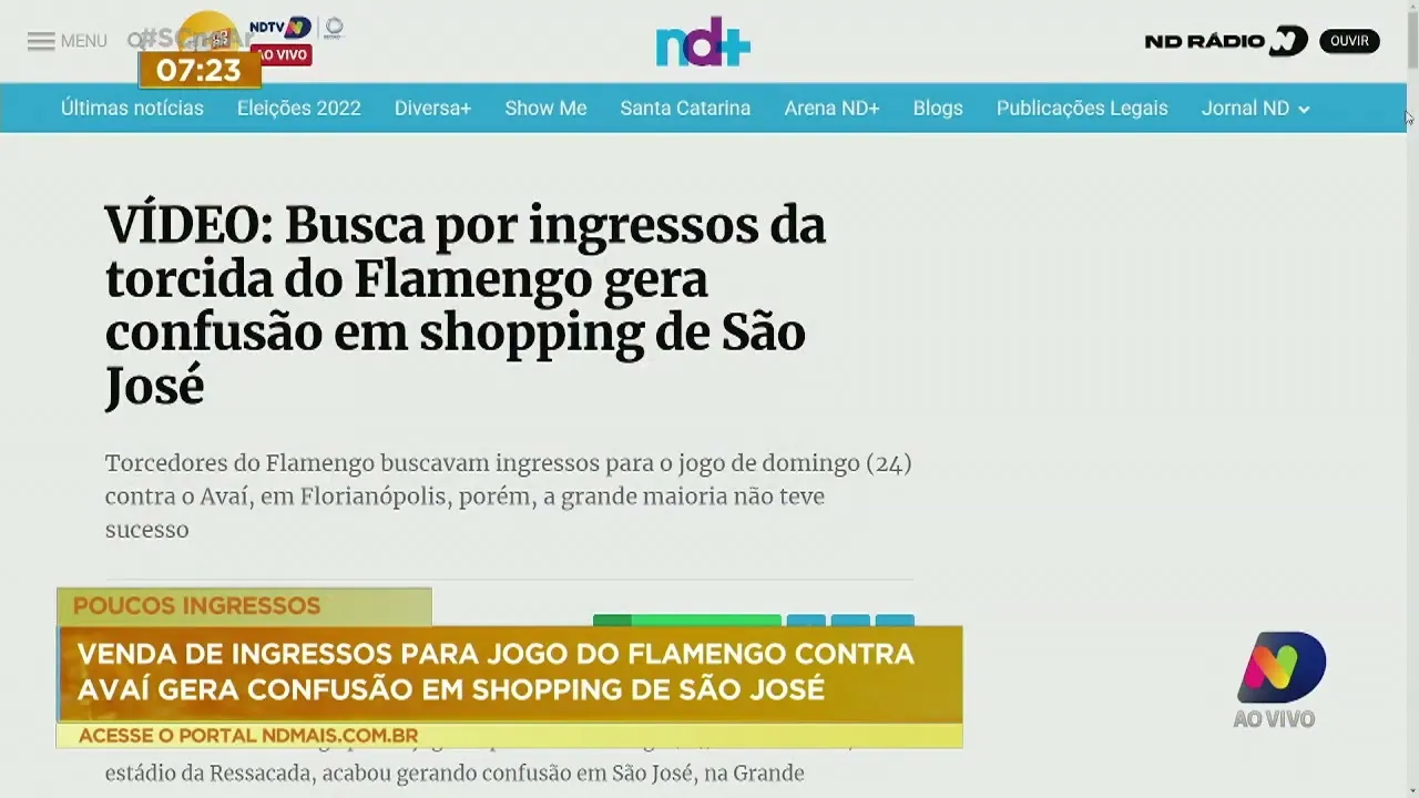 Venda de ingressos para jogo do Flamengo contra Avaí gera confusão em shopping de São José