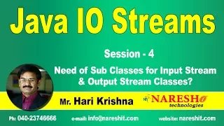 IO Streams session 4 Need of Sub Classes for Input Stream Output Stream Classes Hari Krishna