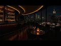 a rainy night in 1940's new york with vintage jazz playing in another room