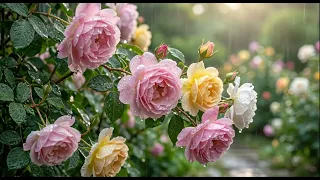 Gentle Garden Rain🌧️Rain on Flowers & Leaves | Relaxing Nature Rain Sounds