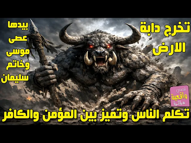 ⁣هل تعرف دابة الأرض ؟ تخرج قبل يوم القيامة وبيدها عصى موسى وخاتم سليمان وتميز بين المؤمن والكافر