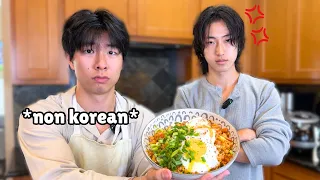 cooking a KOREAN RECIPE but my friend instructs me ONLY in KOREAN...