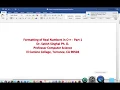 Formatting Of Real or Floating Point Numbers in C Part 1