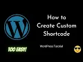 How to create custom ShortCode WordPress add - shortcode Beginners Tutorial Tutorial