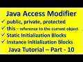 Java Access Modifier public private protected Initialization Blocks Java Tutorial - Part