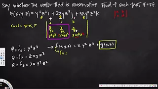 potential function of the conservative vector field three dimensions - Vector Calculus