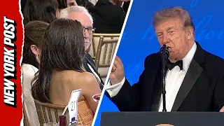 Trump Calls Out CNN s Kaitlan Collins During WHCD Speech For Winning Fake Award