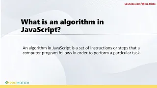 JavaScript Algorithms - 2 What is an Algorithm