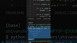 inverted pyramid pattern in python python for beginners