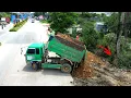 Download Lagu First Start New project Landfill Dump truck 5T unloading Rock with operator bulldozer working Push.
