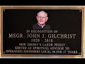 Dedication of Local 68 Plaque honoring Msgr Gilchrist