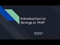 PHP Introduction to Strings