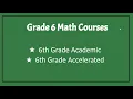 6th Grade Math Course Offerings