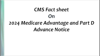 CMS Fact sheet On 2024 Medicare Advantage and Part D Advance Notice