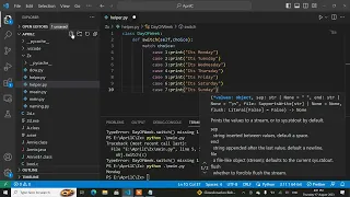 Python program using switch case to populate day of the week