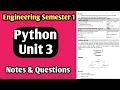 Engineering Semester 1 Python and Problem Solving Unit 3 Notes and Questions Vincent Maths