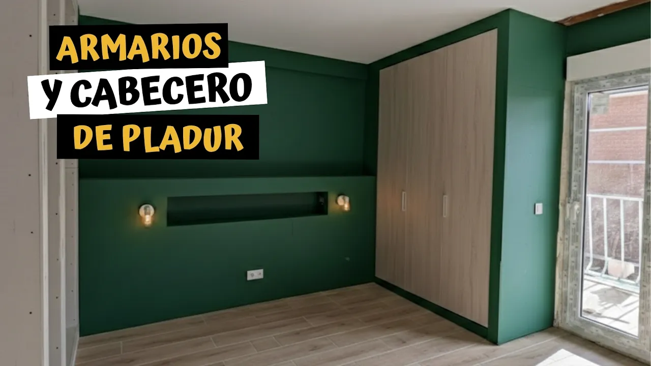 Armarios empotrados de pladur y cabecero integrado en habitación — resultado final