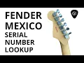 FENDER MADE IN MEXICO SERIAL NUMBER LOOKUP Fender MIM