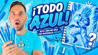 ¡Hago un DIBUJO con todos mis materiales de color AZUL! Lápices, Markers, acrílico... | RETO ARTE 🎨🔵