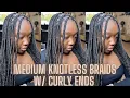 Medium Knotless Braids on Thick Hair Medium Knotless With curly ends