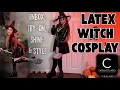 Latex Witch Cosplay unbox try-on shine style for Halloween