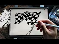 How to draw checkered race flag
